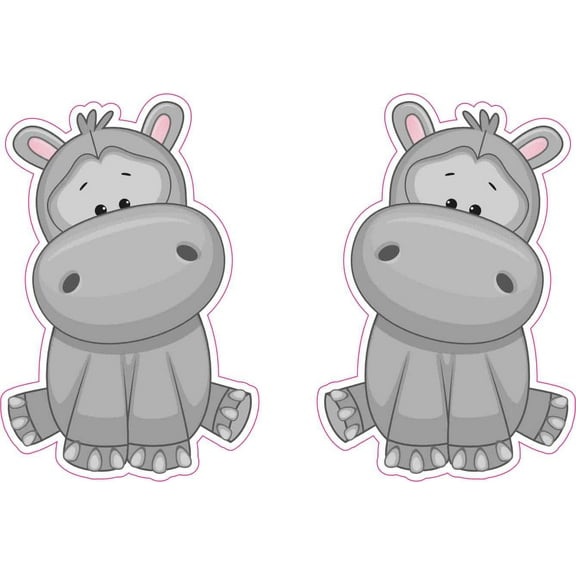 StickerTalk Hippopotamus Vinyl Stickers, 1 sheet of 2 stickers, 2 inches x 3 inches each