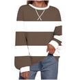 thumbnail image 2 of HAPIMO Women's Sweatshirts Relaxed Fit Balloon Sleeve Crewneck Pullover Tops Fall Trendy Color Block Sweatshirts Casual Workout Tops Brown XL, 2 of 5