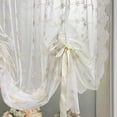 thumbnail image 5 of Beige Floral Lace Tie-Up Balloon Curtain with Rod Pocket, Victorian Style Tiered Roman Shade for Kitchen, Cafe, or Balcony Small Windows, Liftable Design (55 Inches Wide x 39 Inches Long), 5 of 9