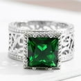 thumbnail image 4 of Emerald Green Square Cut Zircon Ring Copper Band Geometric Jewelry For Women Classic Sparkle Everyday Wear Set, 4 of 8