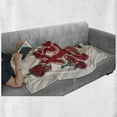 thumbnail image 6 of Kiss Me Soft Flannel Fleece Throw Blanket, Hand Calligraphy Style Phrase Nineties Style Retro Rose and Berries, Cozy Plush for Indoor and Outdoor Use, 50" x 70", Vermilion Green Beige, by Ambesonne, 6 of 6