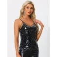 thumbnail image 2 of DARING DIVA Women's Sleeveless Sequin Mesh Panel Clue Cami Top XL Black Silver, 2 of 6