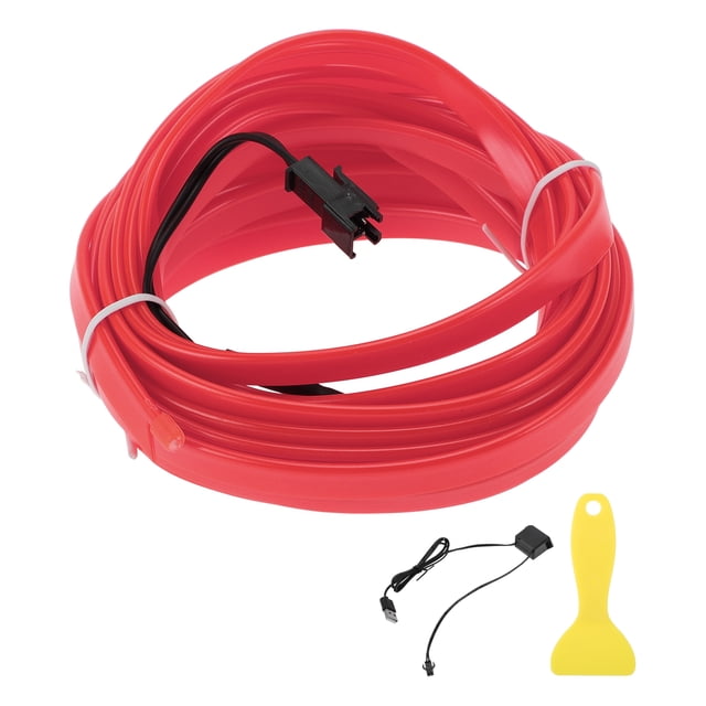 Cuerda de luz LED EL de 5m Unique Bargains, luz de cadena brillante para iluminación interior de automóviles, tira LED auto flexible de neón para decoración de automóviles USB (5V) Rosa