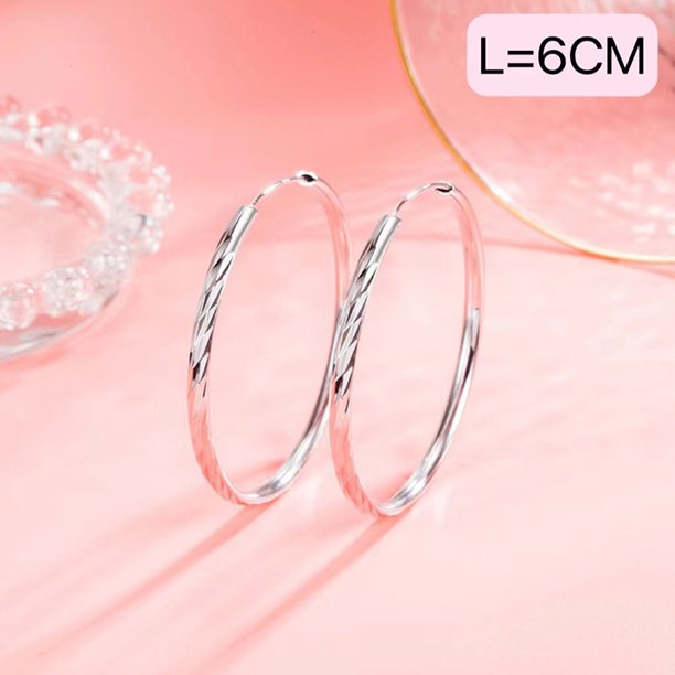 KADER Joyería Aro Plata Original Pendientes Grandes Círculo Mujer 925 M001