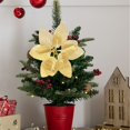 thumbnail image 5 of 12Pcs Gold Glitter Poinsettia Picks, Christmas Poinsettia Artificial Flowers with Wired Stem,8.46in Xmas Tree Ornaments for Luxury Holiday & New Year Party Decor, 5 of 6