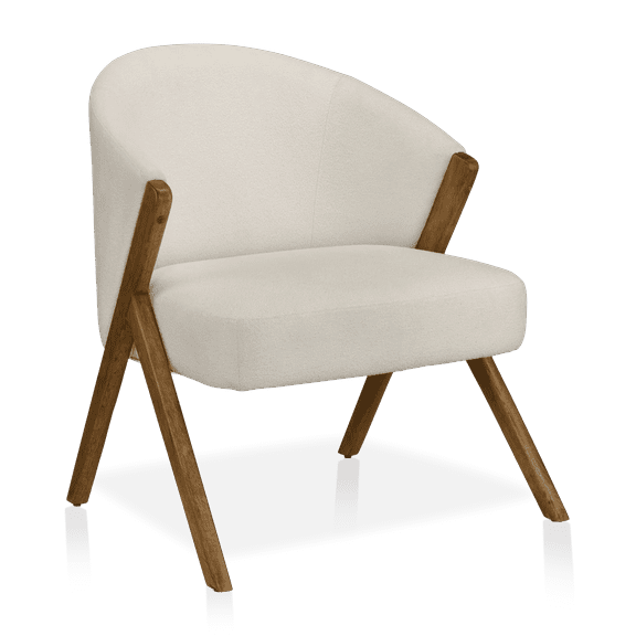 Bouclair Fauteuil d'Appoint en Tissu Blanc Cassé et Bois