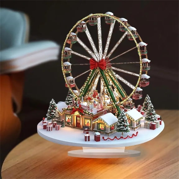 Christmas Ferris Wheel Ornament Acrylic Desktop Display Holiday Decor for Living Room Bedroom Tabletop Showpiece