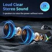 Computer Speakers for Desktop PC, 3.5mm PC Sound Bar for Desktop Monitor/Laptop, Wired USB-Powered Gaming Speakers with Colorful LED Light, Touch-Control Backlit w/ Volume Knob, Plug and Play