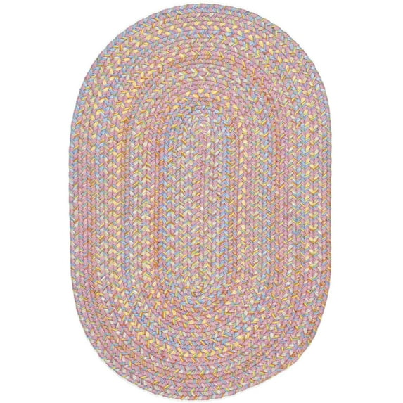 Pink Rug Braided Design 7-Foot by 9-Foot Oval Soft Kids/Nursery Carpet