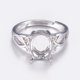 thumbnail image 1 of Adjustable Brass Finger Ring Components 4 Claw Prong Ring Settings with Cubic Zirconia Long-Lasting Plated Oval Platinum Tray: 10x8mm 16~16.5mm, 1 of 3
