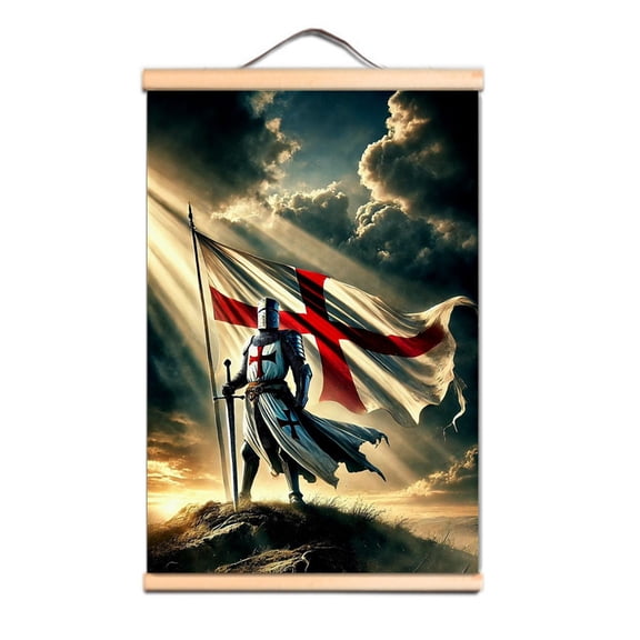 Ancient European Crusader Warrior Banner Wall Hanging Cloth Knights Templar Posters and Prints Canvas Painting Wall Decor Flag 6,Multicolor,11.8X17.7 inches
