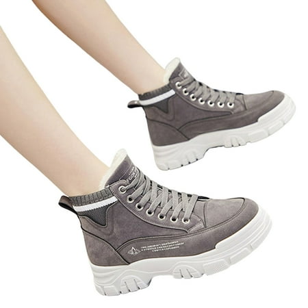 

Winter Platforms Snow Boots Fine Workmanship and Charming for Shopping Camping Walking 38 Gray