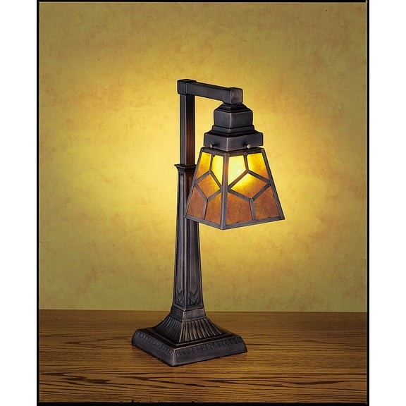 Meyda Lighting 20'H Amber Mica Diamond Mission Desk Lamp, Amber - 27881
