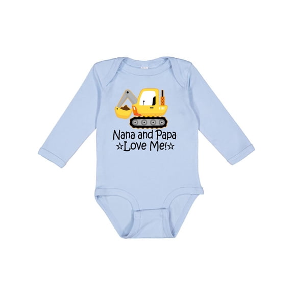 Inktastic Nana and Papa Love Me Grandson Truck Boys Long Sleeve Baby Bodysuit