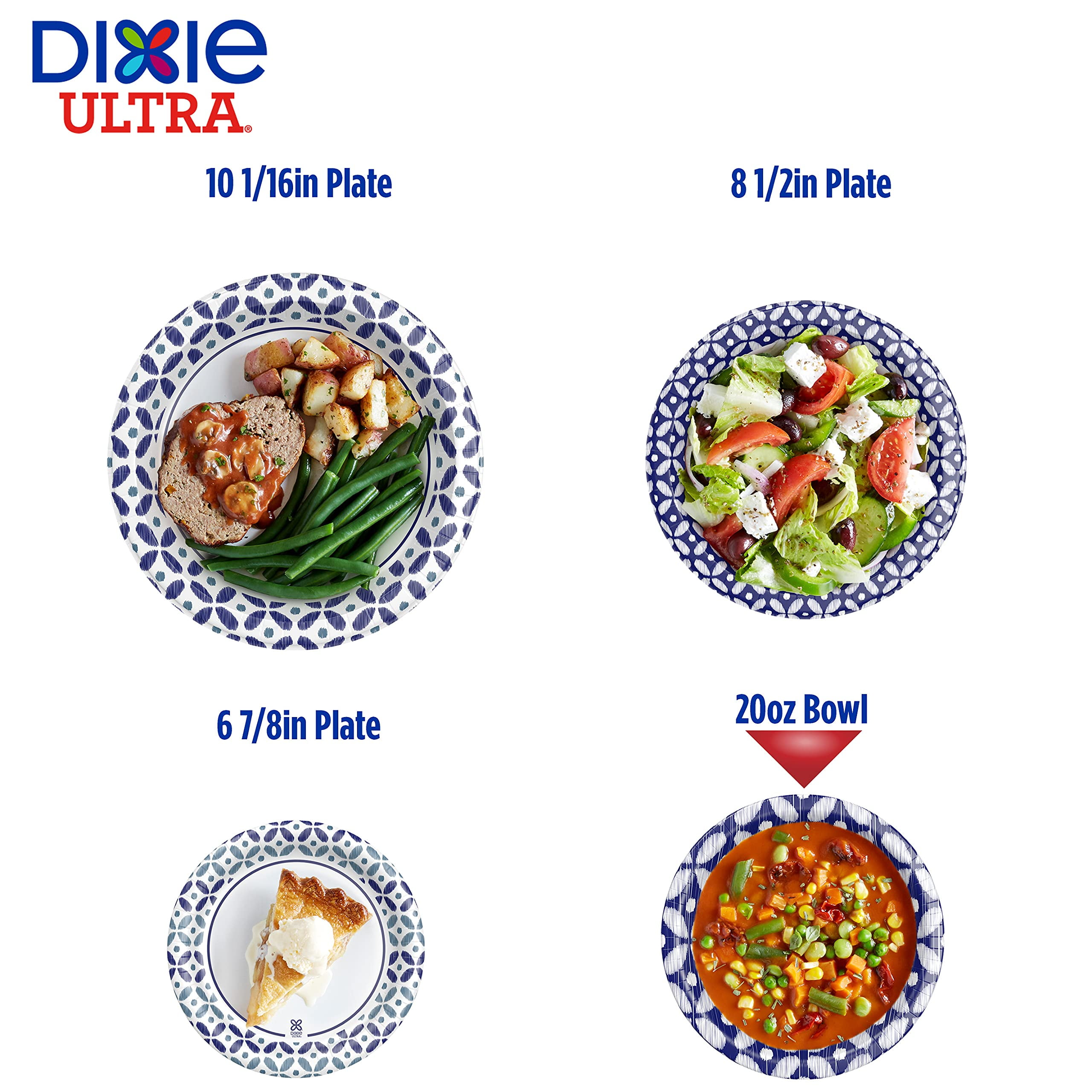 Dixie Ultra® Big Bowl Disposable Paper Bowls, 34oz, Dinner Size Printed Disposable  Bowls, 34 Count