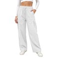 thumbnail image 2 of Women's Wide Leg Pants - Lightweight Pleated Casual Long Trousers - Loose Elastic Waist Drawstring Outdoor Running Pants with Pockets, 2 of 9
