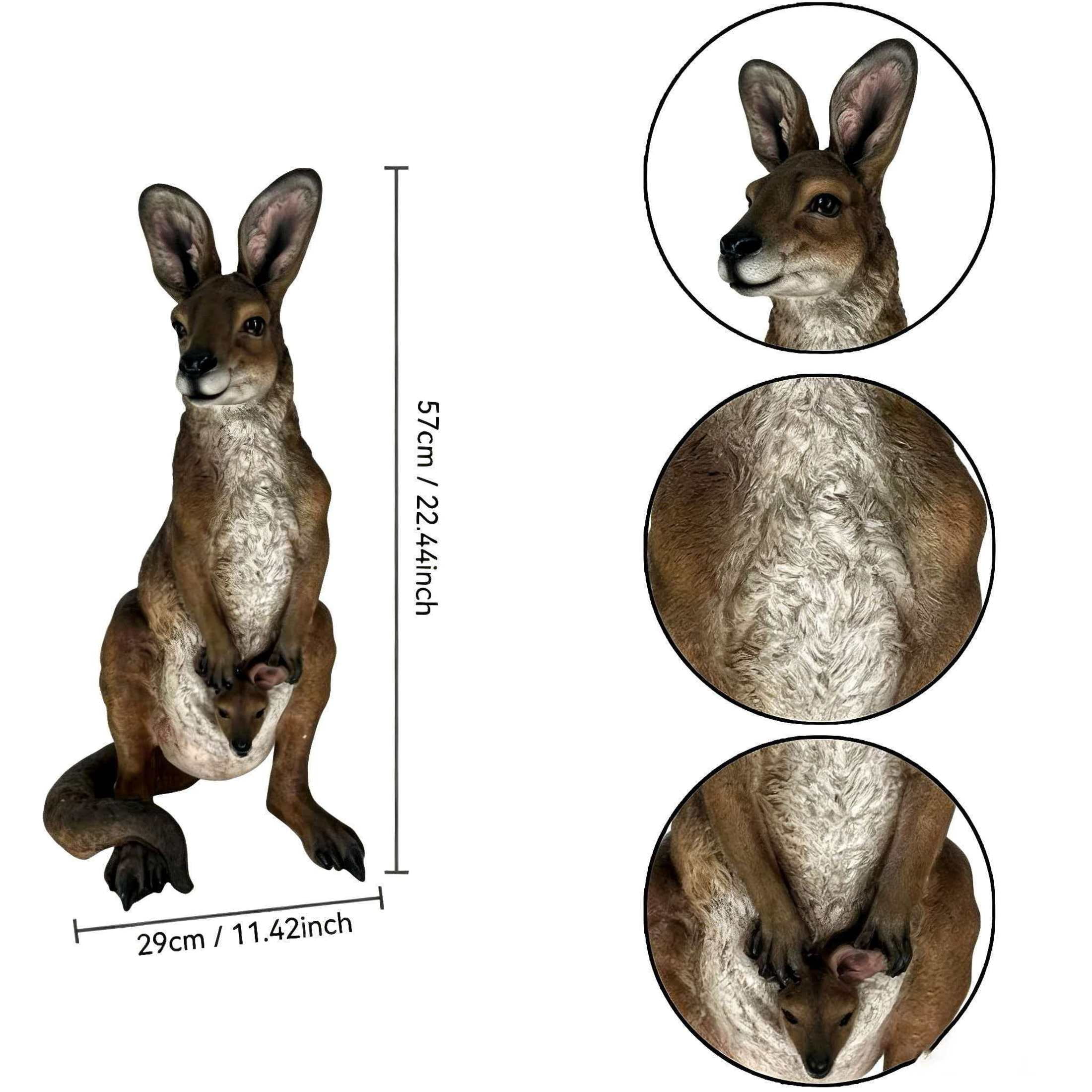 GDF Studio Kangaroo Resin Indoor/Outdoor Guardian Statue, Weather-Resistant Decor Figurine for Garden & Courtyard