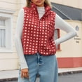 thumbnail image 4 of Fleece Vest, Audhol Womens Checkered Vest Fleece Fuzzy Zip Up Sleeveless Casual 2025 Winter Warm Outwear Vest Tops for Women Red, XL, 4 of 7