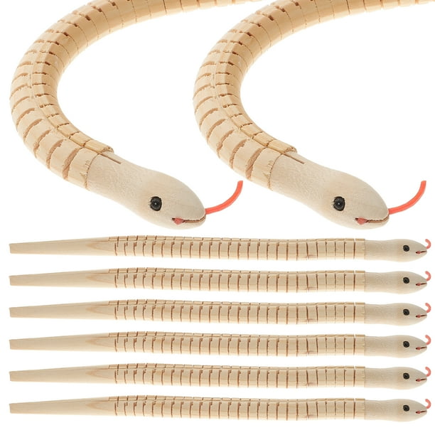 8 piezas de serpientes de madera articuladas flexibles para decoración de Halloween, juguetes realistas para niños