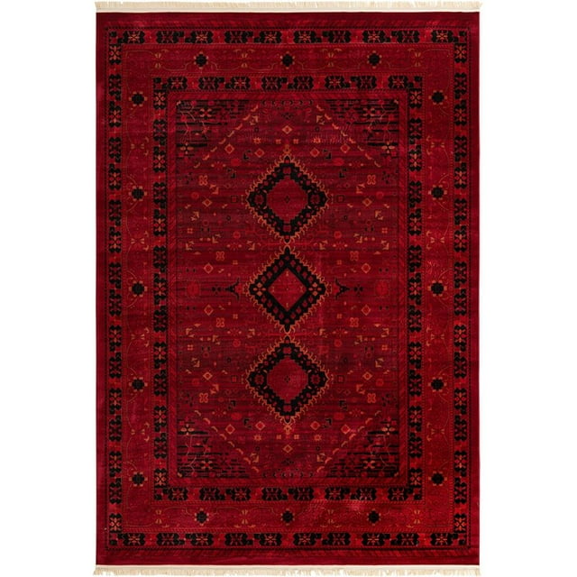 Unique Loom Tekke Over-Dyed Torkaman Area Rug 10' x 14' Rectangle Red/Black