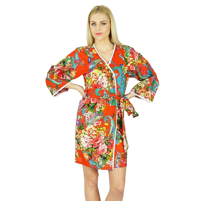 Bimba Women Short Solid Belt Robe Soft Modal Cotton Wrap Round Plain Bath Robe