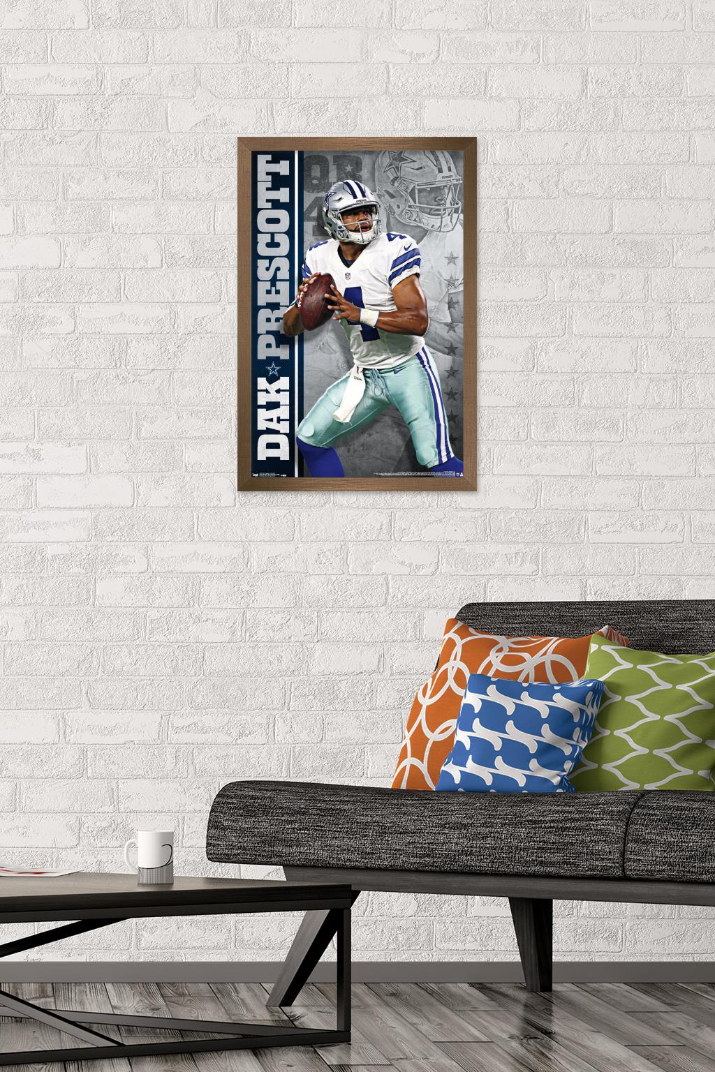 NFL Dallas Cowboys - Dak Prescott 16 Wall Poster, 14.725" x 22.375", Framed