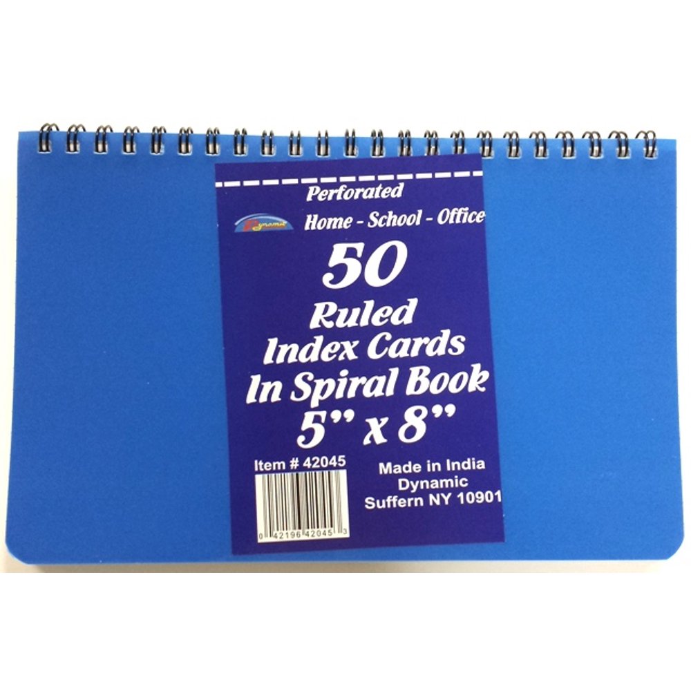 50ct RULED INDEX CARDS IN SPIRAL 5"x8"(Pack of 48 )