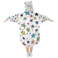 thumbnail image 2 of FORMRS Wearable Blanket Hoodie with Sleeves for Kids Cozy Flannel Sweatshirt, Green Stars, 2 of 7