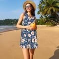 thumbnail image 3 of Kdxio Robe d'Été Sans Manches à Imprimé Floral pour Femmes, Décontractée, avec Poche, 3 of 7
