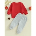thumbnail image 4 of My First New Years Baby Boy Outfit Baby Boy Valentines Day Outfit Letter Print Long Sleeve Sweatshirt T-shirt and Elastic Casual Pants Suit, 4 of 9