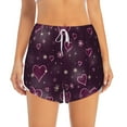 thumbnail image 2 of Vsdgher Snowflakes and Hearts Print Women's Running Double Layer Shorts High Waisted with Pockets Elastic Yoga Workout Athletic Gym Sports, 2 of 8