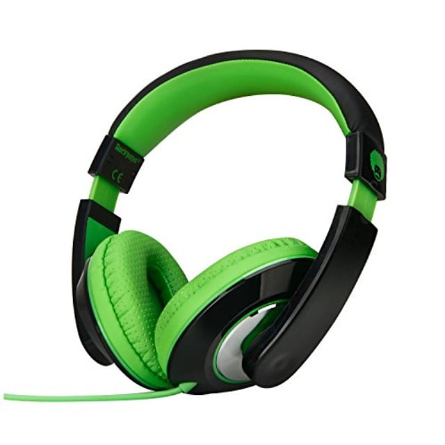 RockPapa Over Ear Stereo Headphones Earphones for Adults Kids Childs, Noise Isolating, Adjustile, Heavy Deep Bass for iPhone iPod iPad Macbook Surface MP3 DVD SmartPhones Laptop (Black/Green)