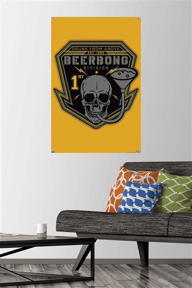 Lunch Hour Productions - Beerbong Division Wall Poster with Pushpins, 22.375" x 34"
