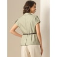 thumbnail image 3 of DARING DIVA Women's Short Sleeve Double Breasted Blazer Jacket XS Light Brown, 3 of 6
