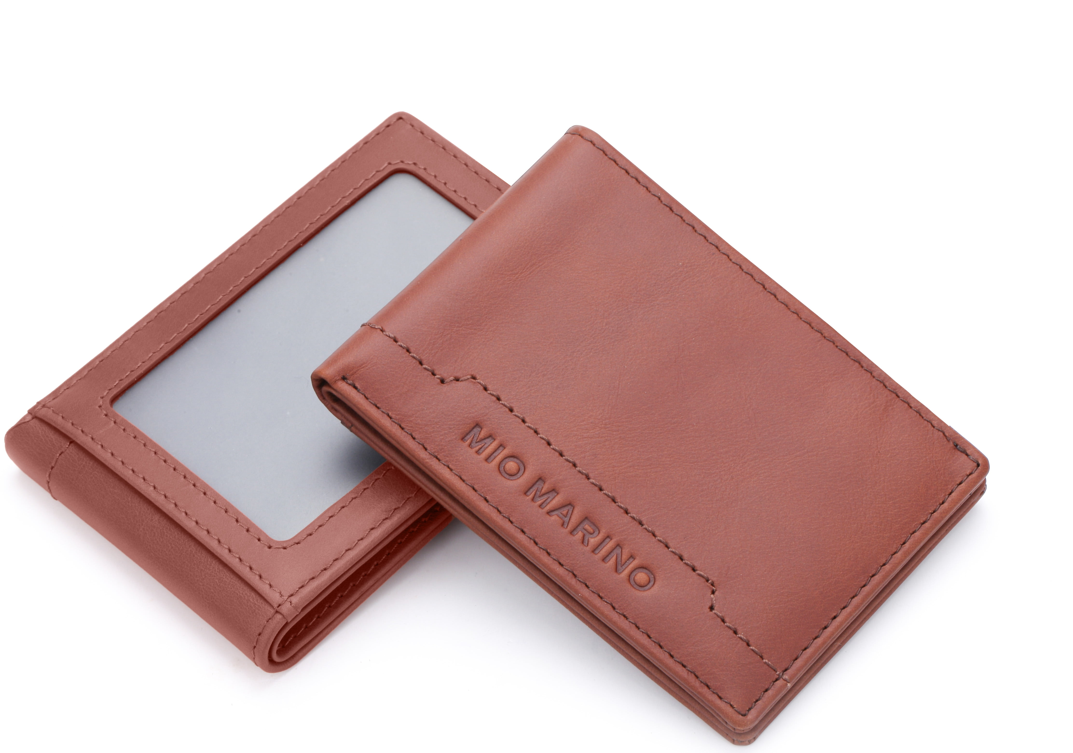 Brown RFID Blocking Leather Mens Wallet Front Pocket Bill Fold ID Card Holder 
