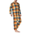 thumbnail image 2 of Fotbe Warm Orange Plaid Pijama de Hombre con Estampado de Manga Larga, Conjunto de 2 Piezas, Ropa de Dormir Suave y Cómoda con Bolsillos-Large, 2 of 7