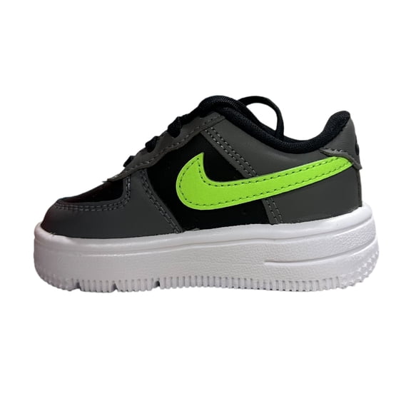 Toddler's Nike Force 1 Low Lace Black/Lime Blast-Smoke Grey (IF1674 003) - 8