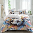 thumbnail image 2 of Sports Football, Minimalist Painted Art Bedding 3 Piece Duvet Cover Set Twin Size, Soft Microfiber Comforter Cover with Zipper Closure & Pillowcases, Wrinkle & FadeResistant Quilt Cover, 2 of 9