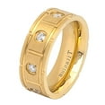 thumbnail image 2 of 8MM Comfort Fit Titanium Wedding Band Gold Tone&nbsp;Brushed Finish CZ Titanium Ring (Size 7 to 15), 2 of 3