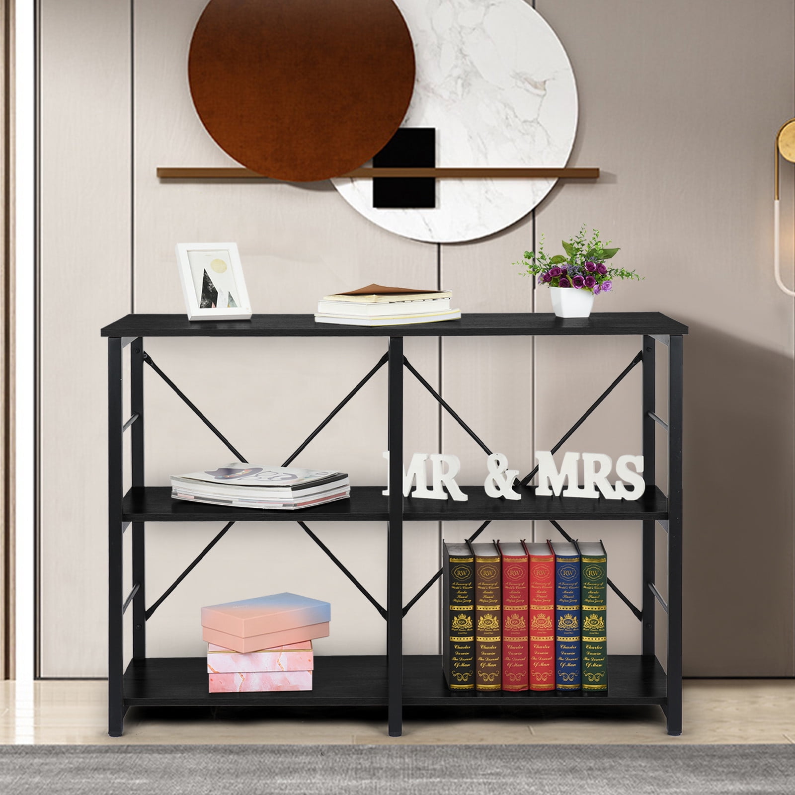 3 Tiers Horizontal Entry Tables With Open Shelf Details about   Industrial Sofa Console Table 