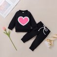 thumbnail image 2 of Dezsed 3M-3T Toddler Girl Clothes Sets Clearance Fashion Heart Print Long Sleeve Pullover Suit 2 Piece Set for Kids Girls Sweatsuit Girls Boutique Outfits, 2 of 7
