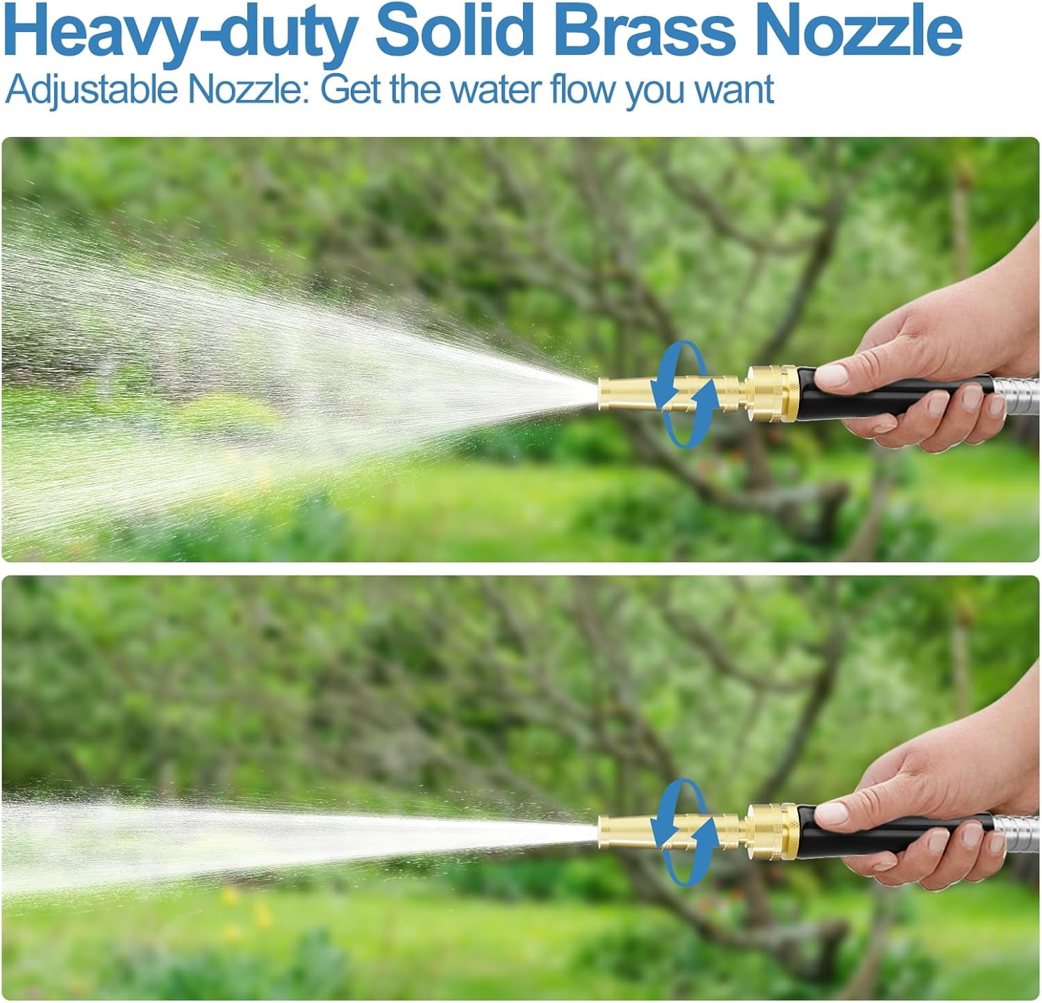 SPECILITE 3/8 in 25 ft Heavy Duty Kink Free Garden Hose, 304 Stainless Steel Metal Flexible Water Pipe, Durable, Lightweight for Yard, Outdoor