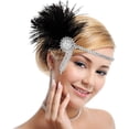 thumbnail image 1 of Diadema de plumas de los años 20, corona de plumas con diamantes de imitación, accesorios para fiestas de disfraces, diadema de los años 20, diadema clásica vintage, fiesta temática, 1 of 5