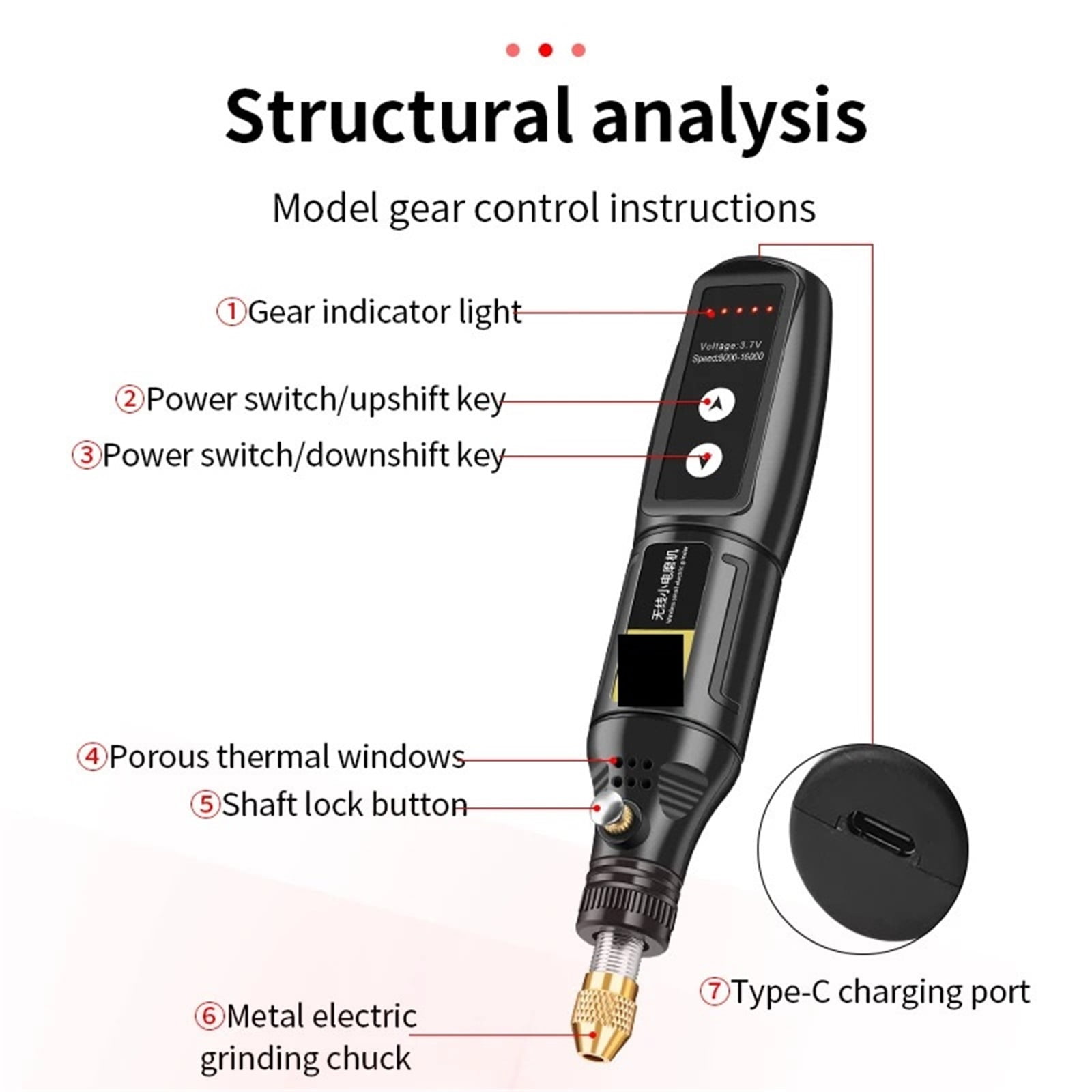 Wireless Electric Drill USB Engraver Pen Kit Woodworking Jade Carving Grinder Polishing Rotary Tool Mini Handheld Drill