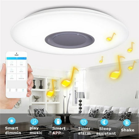 Led Pendant Lamps 24W 172 LED RGB Modern Pendant Flush Mount Lamp Blue-tooth Speaker Music Ceiling Light US ()