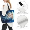 thumbnail image 4 of Bingfone Canvas Tote Bag for Women with Inner Pocket Aesthetic Cute Shopping Tote Bags Reusable Grocery Bags-White Jellyfish Dansing in the Ocean, 4 of 9