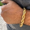 thumbnail image 4 of Men's 14k Gold Plated Twisted Rope Chain Bracelet Hip Hop Jewelry 9"inch  x 10MM Thick, 4 of 6