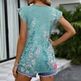 thumbnail image 6 of ADSSDQ Womens Summer Print Tank Tops 2026 Babydoll Shirts Ruffle Sleeve Spring Dressy Casual Loose Blouses Cyan 2XL, 6 of 7