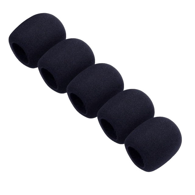 Cubierta de Micrófono Gloria Micrófono de 5 Piezas Parrilla Parabrisas Esponja Espuma Negro 45x12 mm