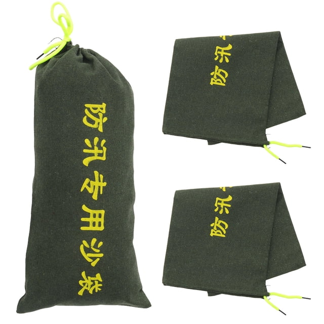 IFANLANDOR 3Pcs Drawstring Flood Barrier for Home Olive Green Sturdy Canvas Water Stopper